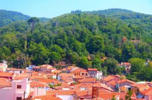 Άποψη του χωριού και του λόφου Αγίου Σπυρίδωνα από την Αγριά (φωτό Δημοσθένη Γ. Σκλεπάρη). 