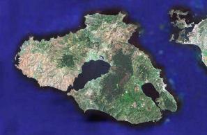 Δορυφορικός χάρτης Λέσβου. 